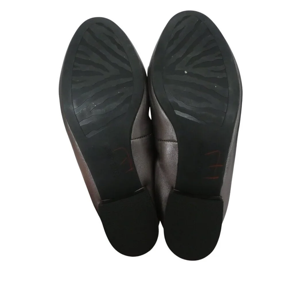 David Tate Omega Metallic Pewter Silver Leather Ballet Flats Womens 7.5WW